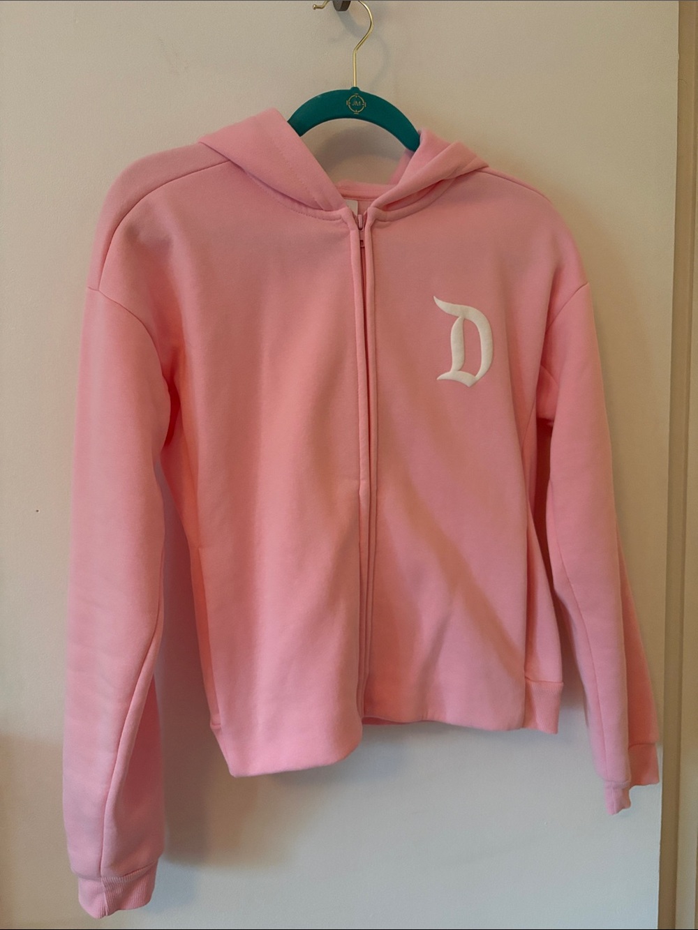 Disney Pink Zip Hoodie with White 'D' Chest Logo